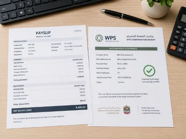 WPS payroll compliance — payslip and salary processing confirmation by Modest Consulting Services UAE